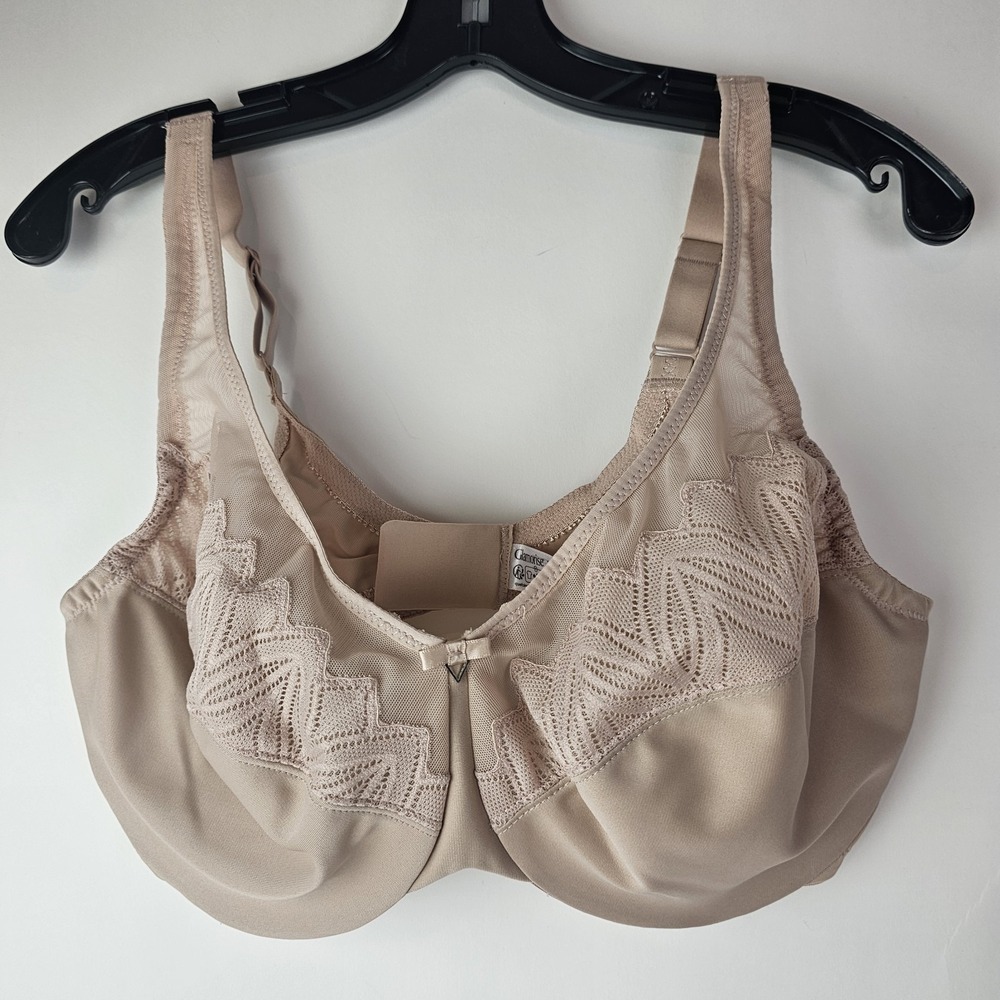 Glamorise Wonderwire Minimizer Bra Size 40D Solid‎ Beige Underwire Unlined 9003